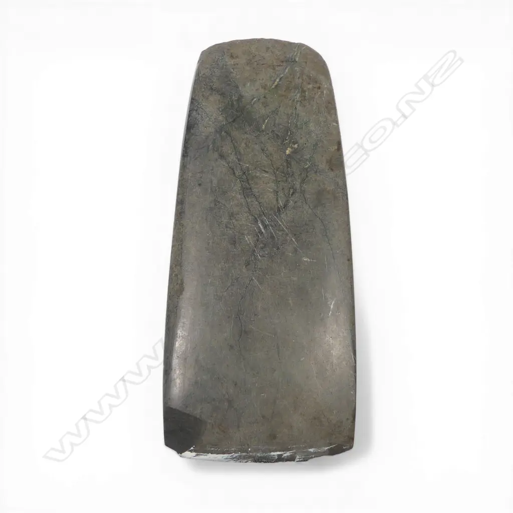 A large wide near parallel Māori stone toki, Image 1++