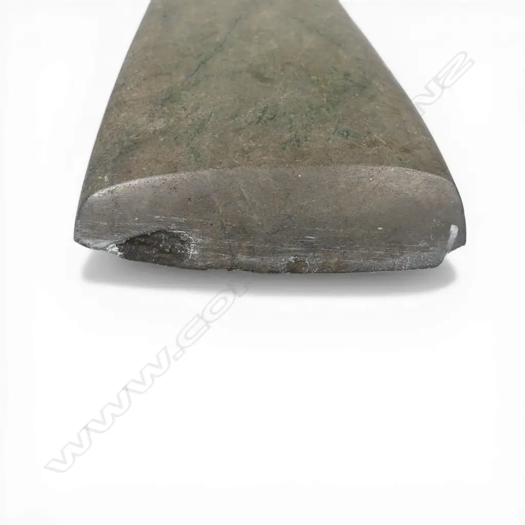 A large wide near parallel Māori stone toki, Image 1++