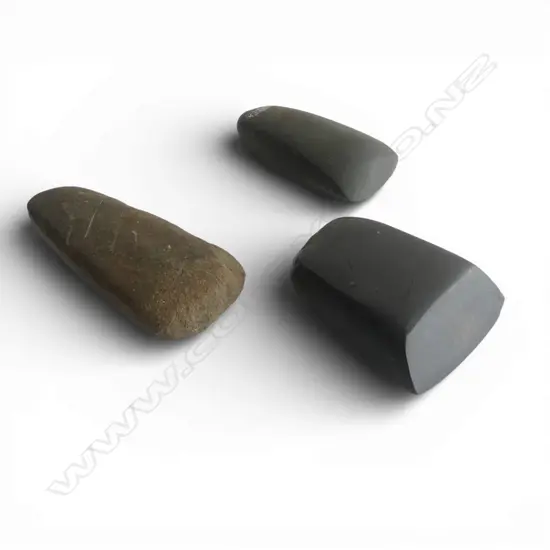 Three pre-European Māori stone adze blades,