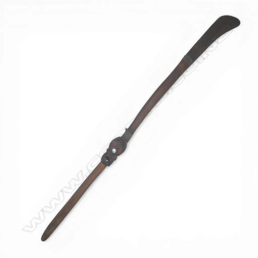 A mid / late 20thC Māori carved hardwood long shafted uncommon form club, Image 1++