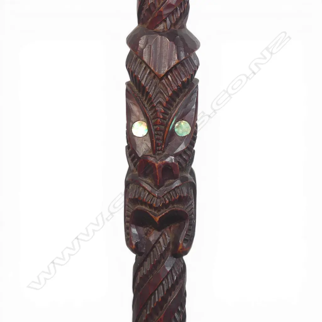 A 1970's / 1980's Māori all over carved large carved ceremonial paddle, Image 1++