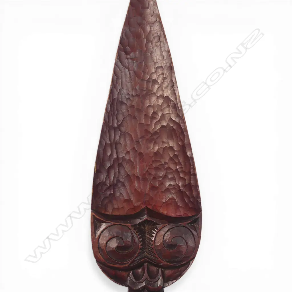 A 1970's / 1980's Māori all over carved large carved ceremonial paddle, Image 1++