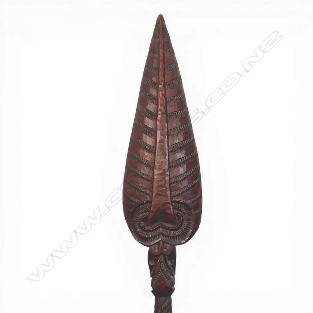 A 1970's / 1980's Māori all over carved large carved ceremonial paddle, Image 1++