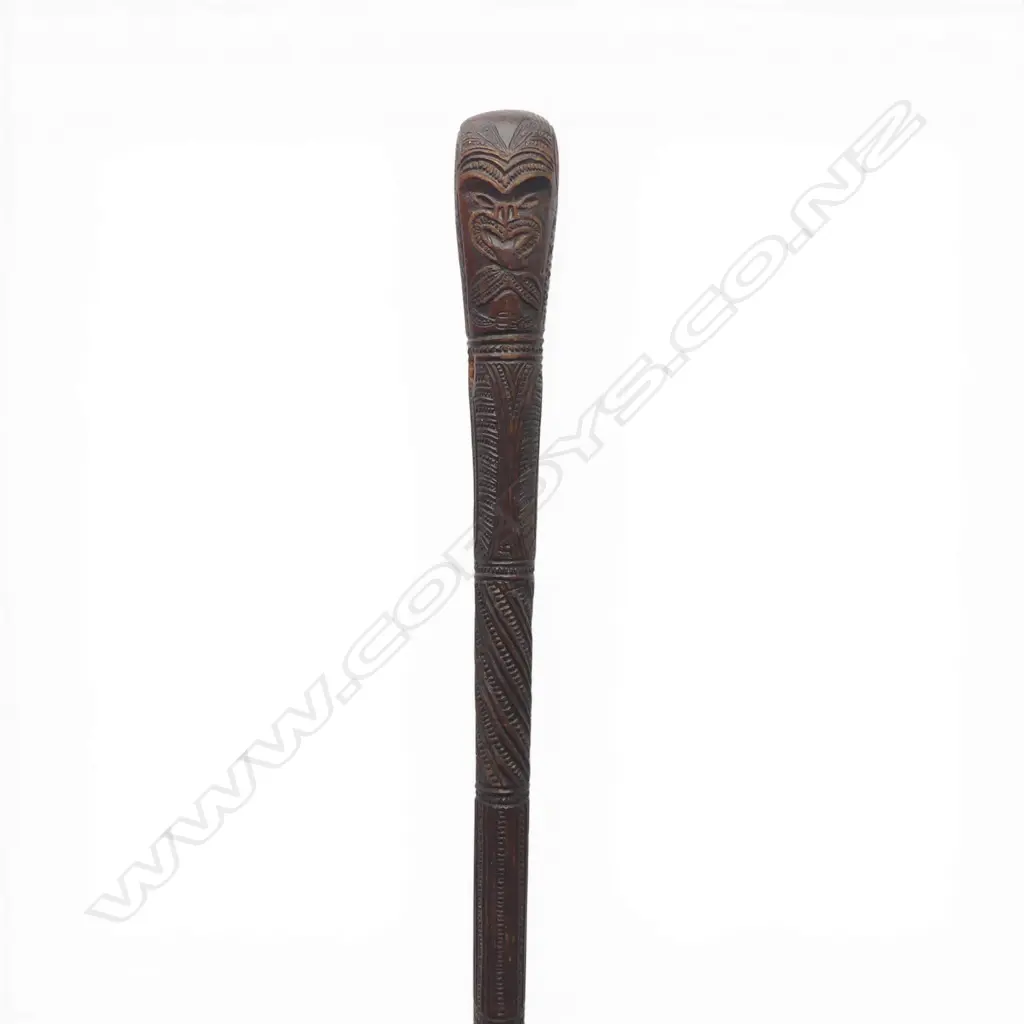 A 19thC entirely Māori carved toko toko (walking stick), Image 1++
