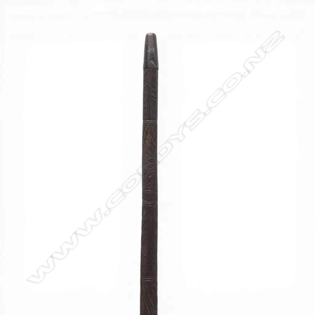 A 19thC entirely Māori carved toko toko (walking stick), Image 1++
