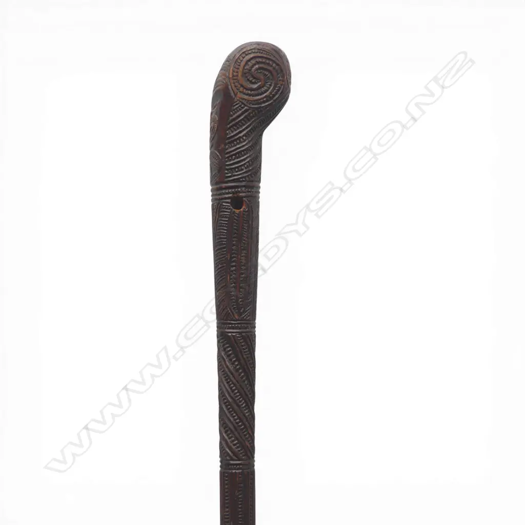 A 19thC entirely Māori carved toko toko (walking stick), Image 1++