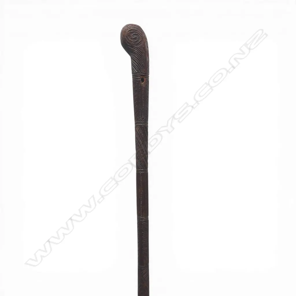A 19thC entirely Māori carved toko toko (walking stick), Image 1++
