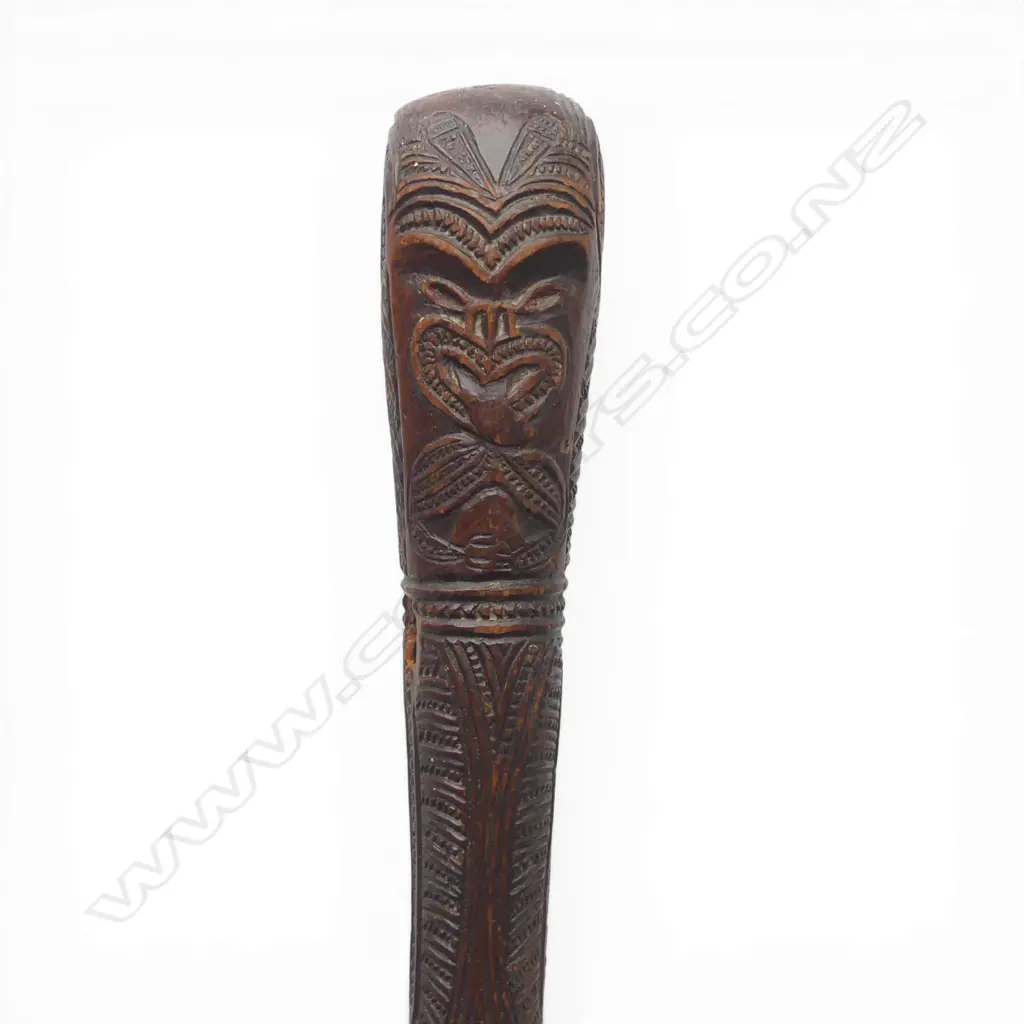 A 19thC entirely Māori carved toko toko (walking stick), Image 1++