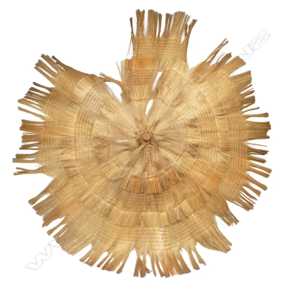 C.1900 Māori woven muka parasol / umbrella, Image 1++