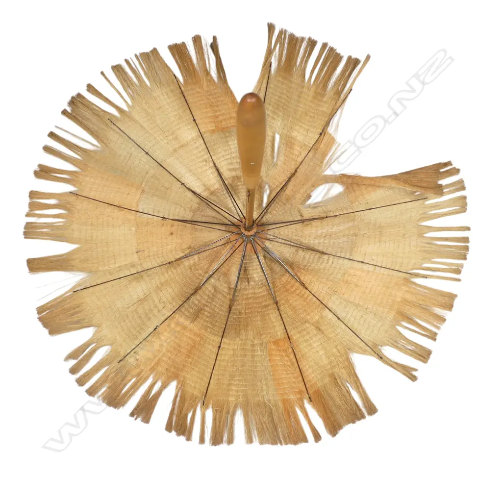 C.1900 Māori woven muka parasol / umbrella, Image 1++