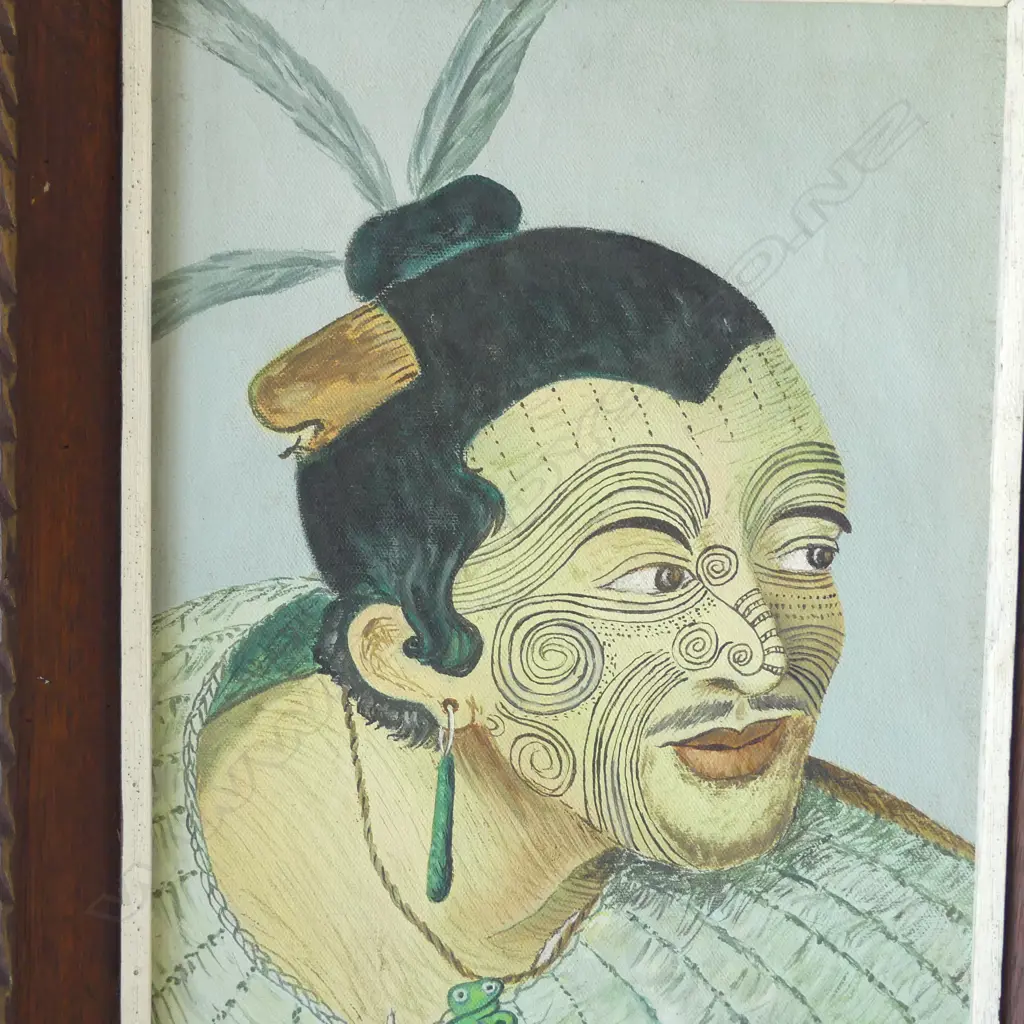 Two Māori portrait artworks, oil after Parkinson 290 x 215mm + vintage print of 'Tawhiao The Māori King' Image 1++