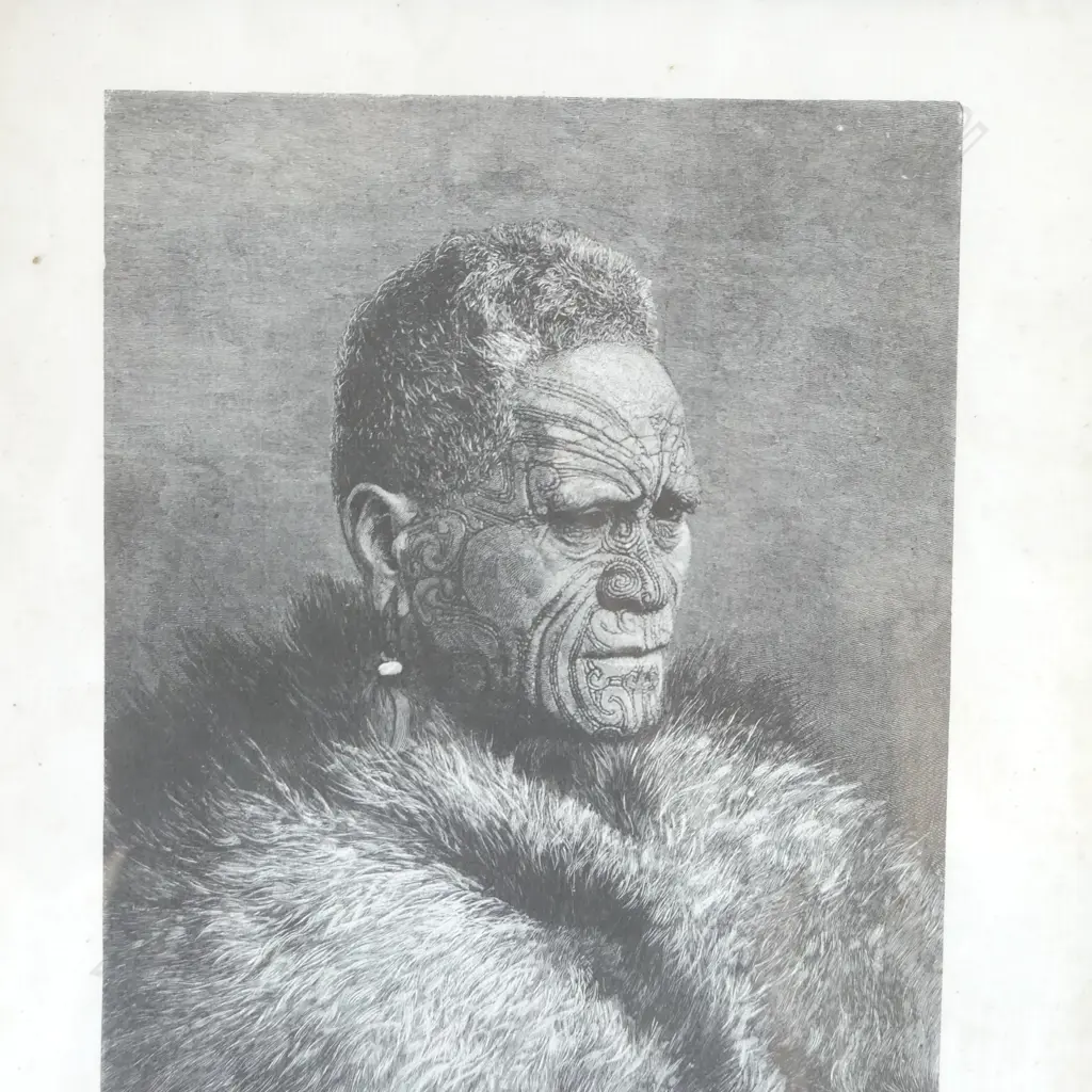 Two Māori portrait artworks, oil after Parkinson 290 x 215mm + vintage print of 'Tawhiao The Māori King' Image 1++