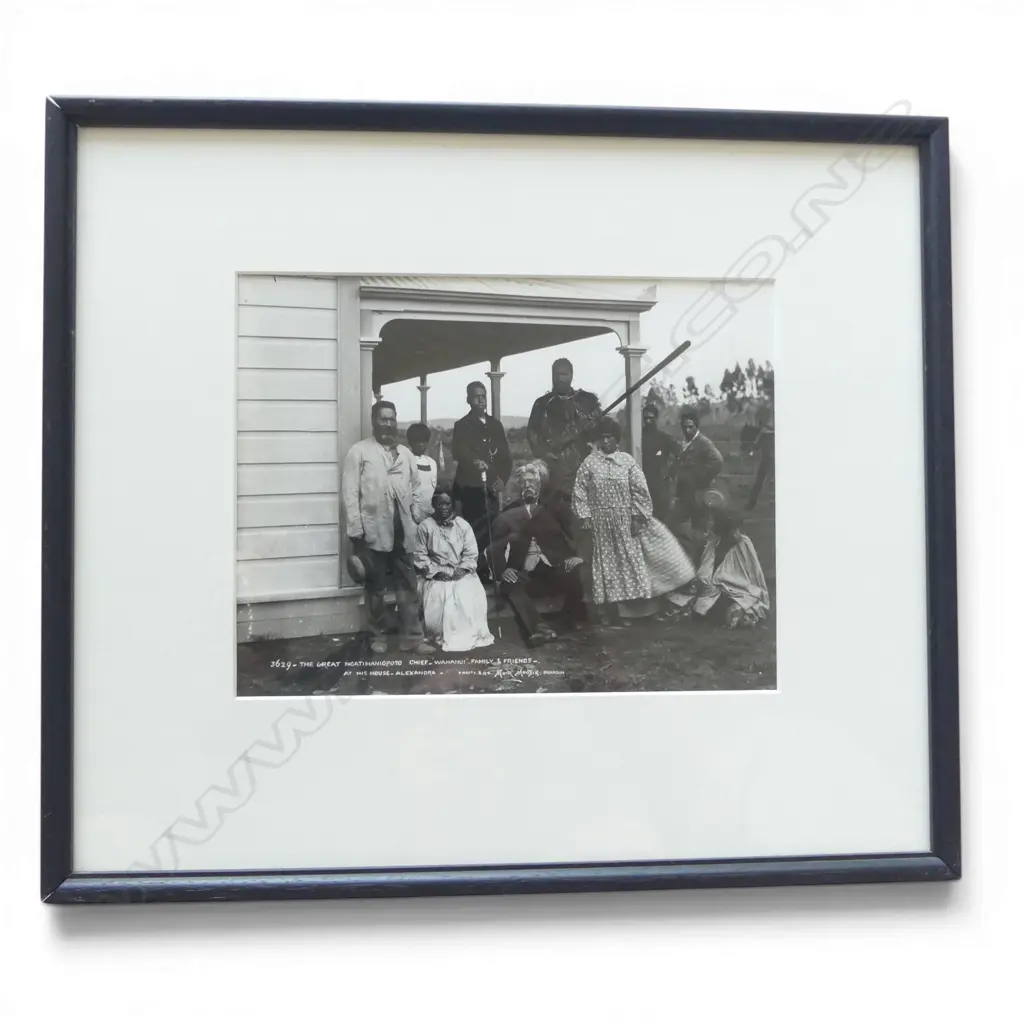 Muir & Moodie Dunedin (Printed later by John B. Turner)  'The Great Ngatimaniopoto Chief Wahanui family & friends' Image 1++