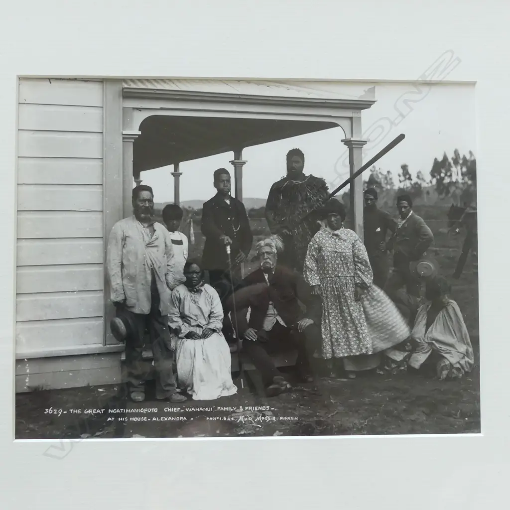Muir & Moodie Dunedin (Printed later by John B. Turner)  'The Great Ngatimaniopoto Chief Wahanui family & friends' Image 1++