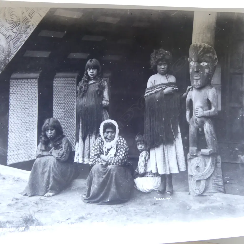 Nine 19thC Māori repint photographs of various people: Wharepuni at Parekino - Wanganui Wanganui river scene etc. Image 1++