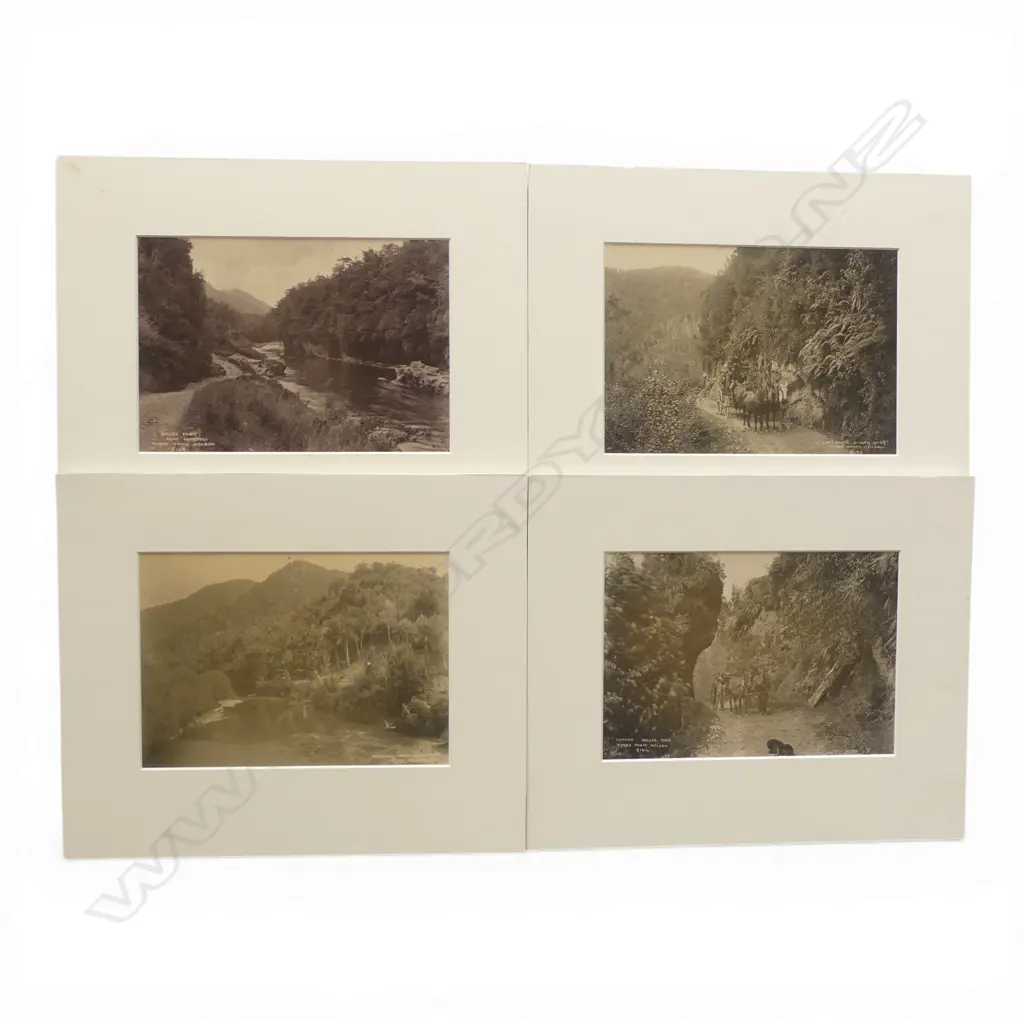 Four various 19thC Tyree of Nelson vintage photographs includes, 'Cutting Buller Road', 'Lyell Gorge, Buller River', 'Buller River, Near Longford', 'Wakamarina River, Canvastown' Image 1++