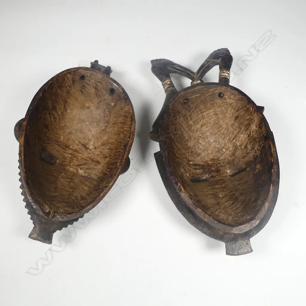 Two African Boule carved wood masks Image 1++