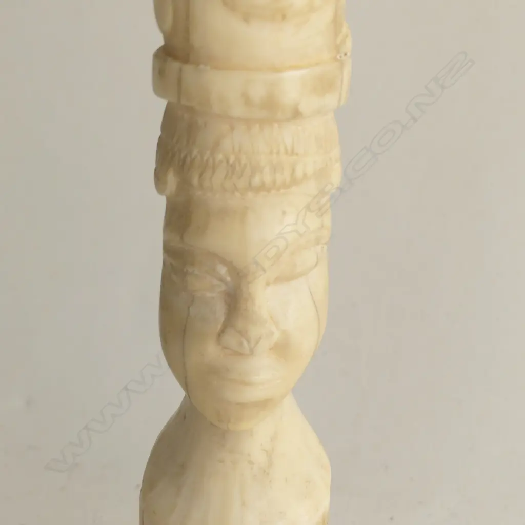 African marine solid ivory (hippopotamus tusk) carved totem, Image 1++