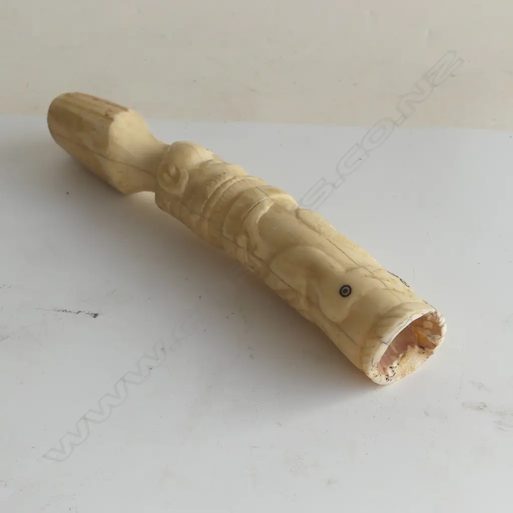 African marine solid ivory (hippopotamus tusk) carved totem, Image 1++