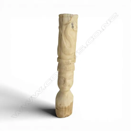 African marine solid ivory (hippopotamus tusk) carved totem,