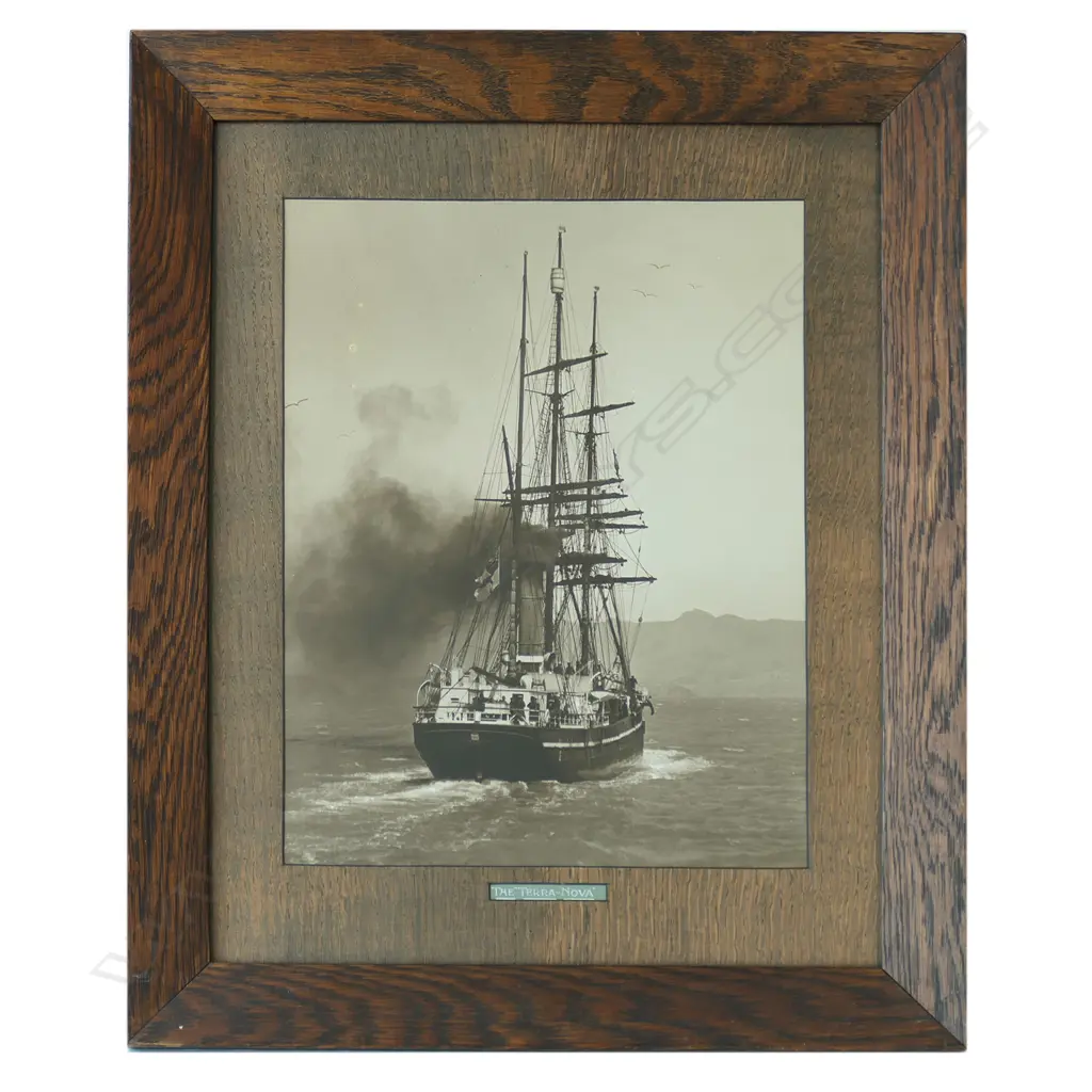 A vintage black and white photo of the Terra-Nova in Port Chalmers, Dunedin, Image 1++
