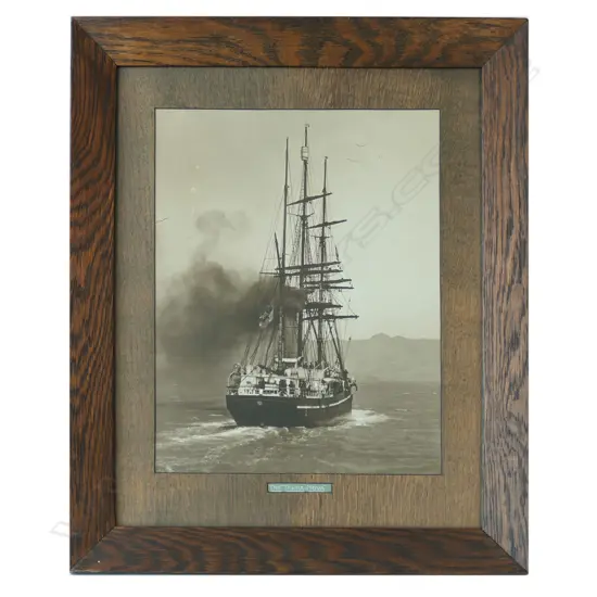 A vintage black and white photo of the Terra-Nova in Port Chalmers, Dunedin,