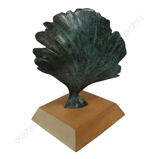 A Jim Wheeler (NZ/USA 1952-) bronze leaf sculpture,