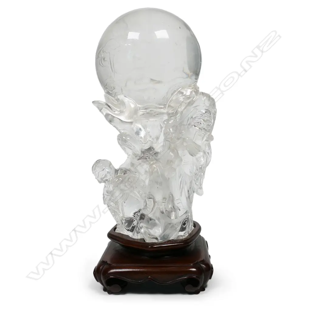 An uncommon Chinese one piece large rock crystal carving of Shao Lau, Image 1++