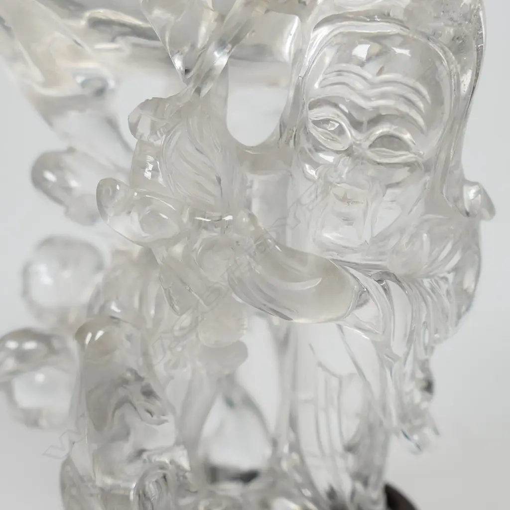 An uncommon Chinese one piece large rock crystal carving of Shao Lau, Image 1++