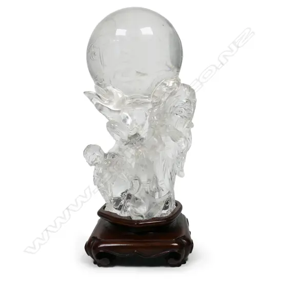 An uncommon Chinese one piece large rock crystal carving of Shao Lau,