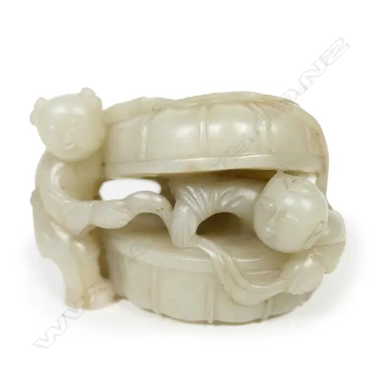 Chinese carved jade figure group,