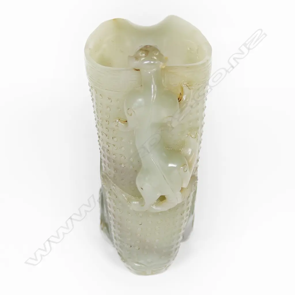 A finely carved jade figured libation cup, Image 1++