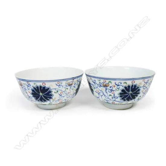 A pair of Chinese doucai rice bowls,