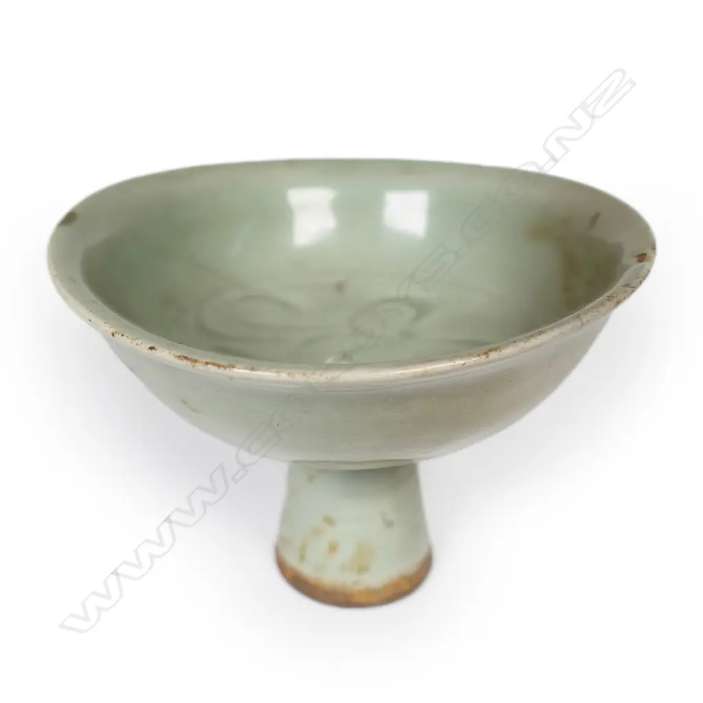 An old Chinese celadon stem cup, Image 1++