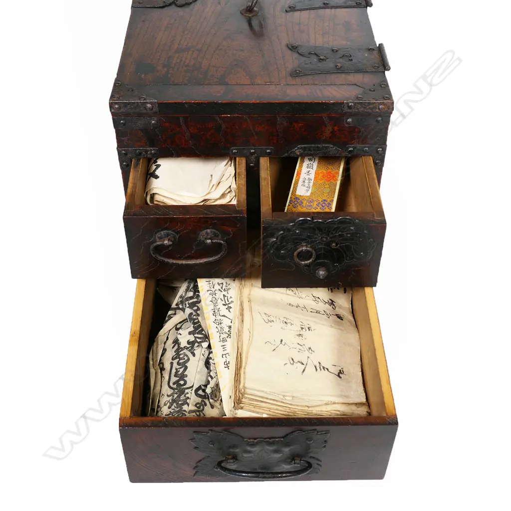 A 19thC Japanese Meiji suzuri-bako calligraphy artists travelling box, Image 1++