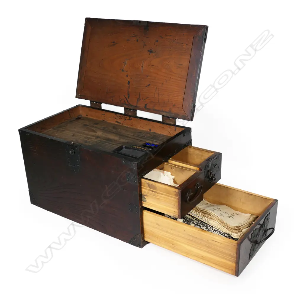 A 19thC Japanese Meiji suzuri-bako calligraphy artists travelling box, Image 1++