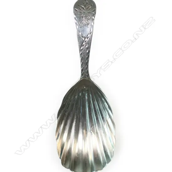 A George III silver caddy spoon,