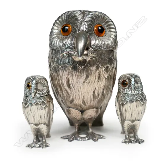 A sterling silver novelty condiment set,