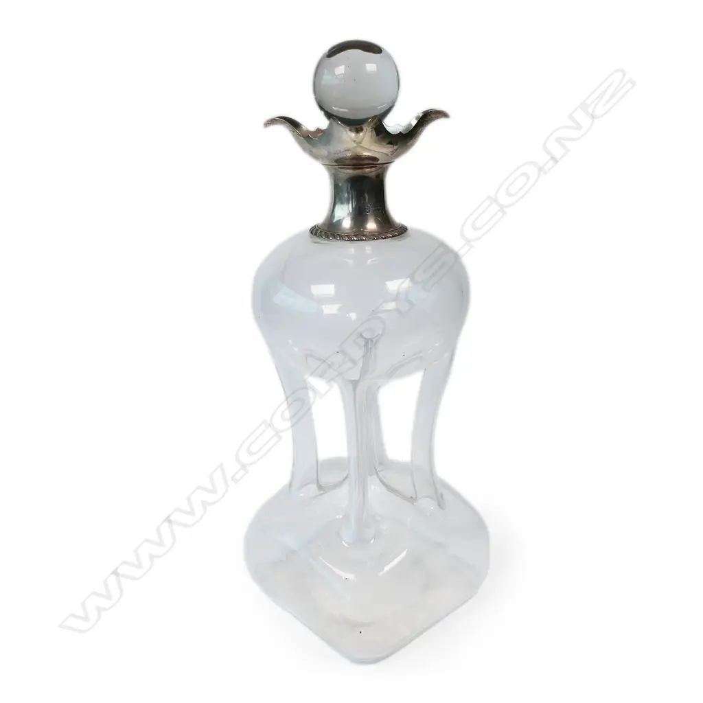 A large silver collared 'glug glug' decanter, Image 1++
