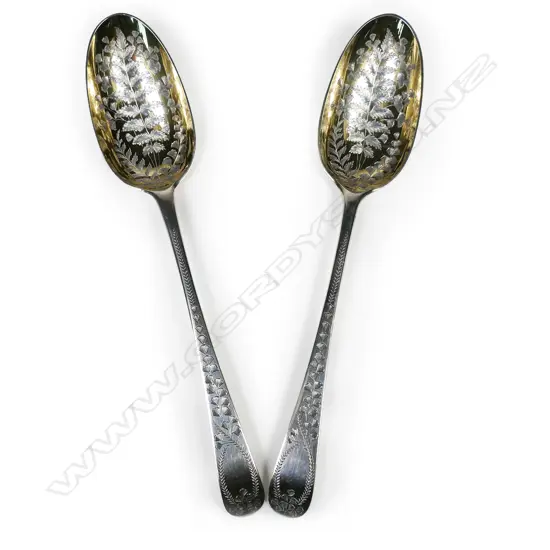 Two George III silver bottom marked decorative spoons,