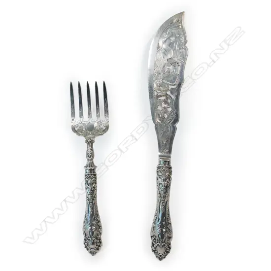 A pair of Victorian fancy silver fish servers,