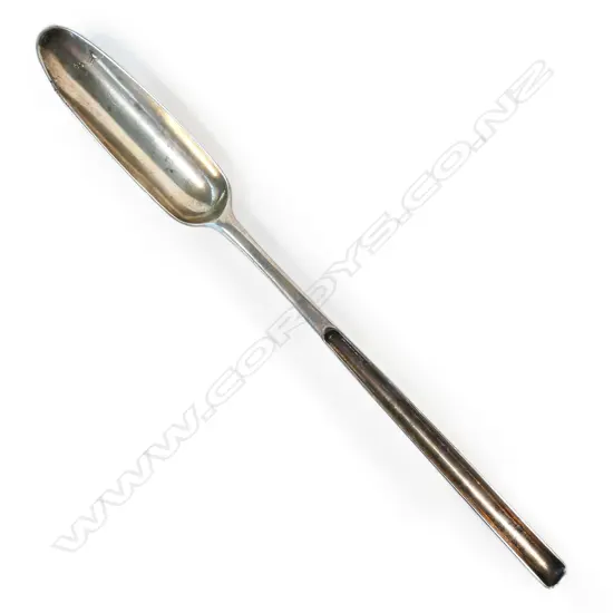 A George III silver marrow scoop,