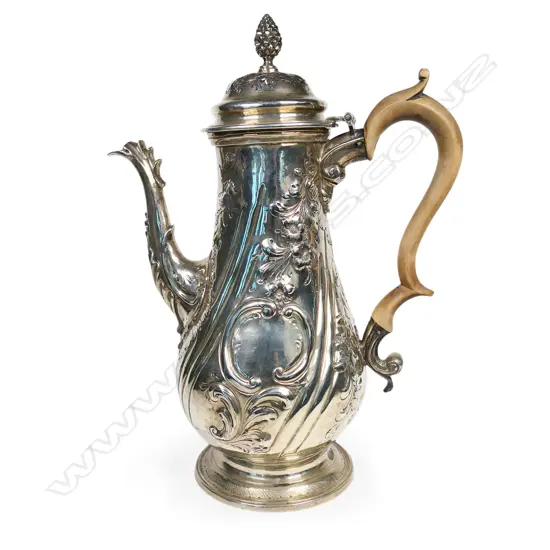 A George I silver baluster coffee pot,