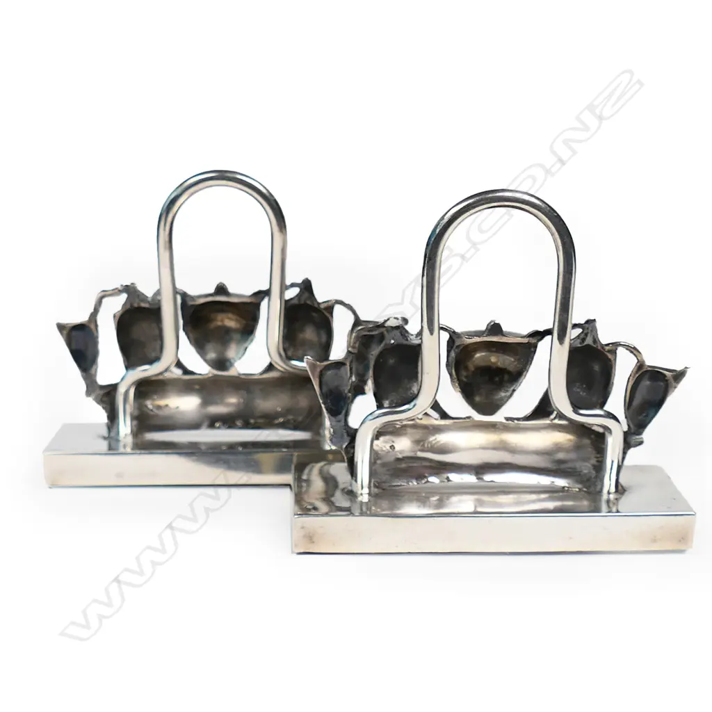 A pair of silver Royal Naval menu holders, Image 1++