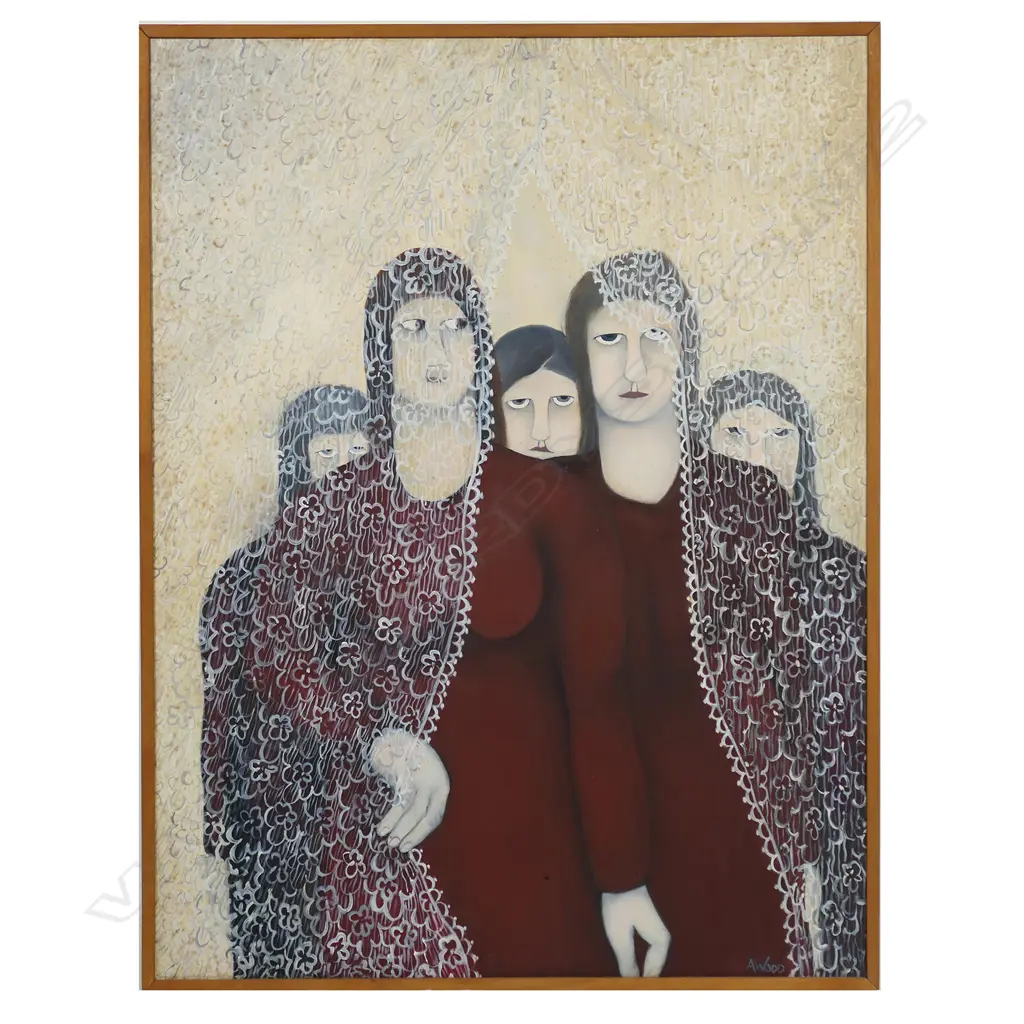 Agnes Wood (NZ 1921-2013) 'Women and Curtains', Image 1++