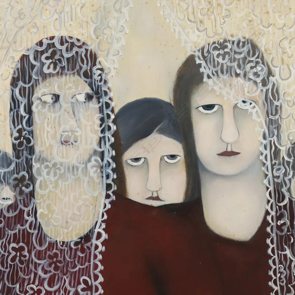Agnes Wood (NZ 1921-2013) 'Women and Curtains', Image 1++