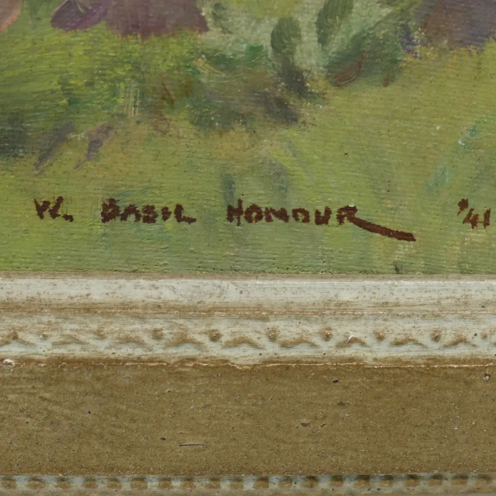 W. Basil Honour (NZ 1897-1988) 'River with Haystacks', Image 1++