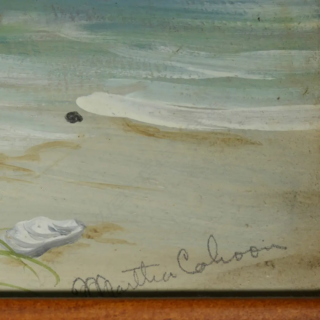 Martha Cahoon (US 1905-1999) Coastal Scene with boats and seashells, Image 1++