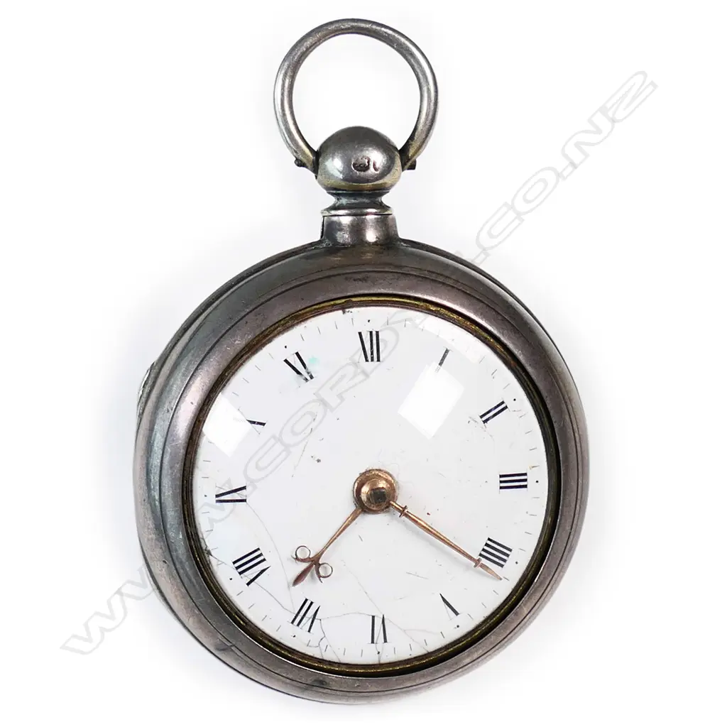 A silver pair case Georgian pocket watch c.1775, Image 1++