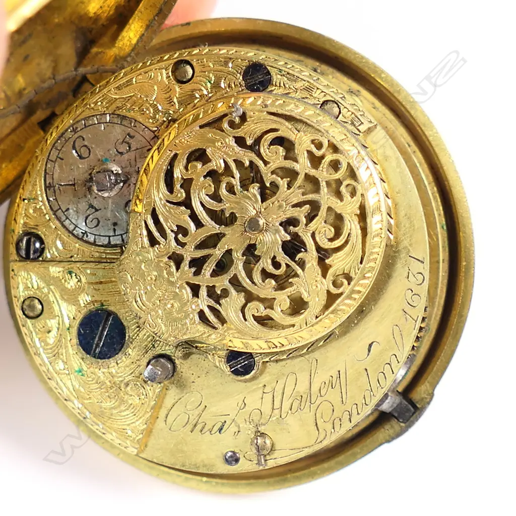 A silver pair case Georgian pocket watch c.1775, Image 1++